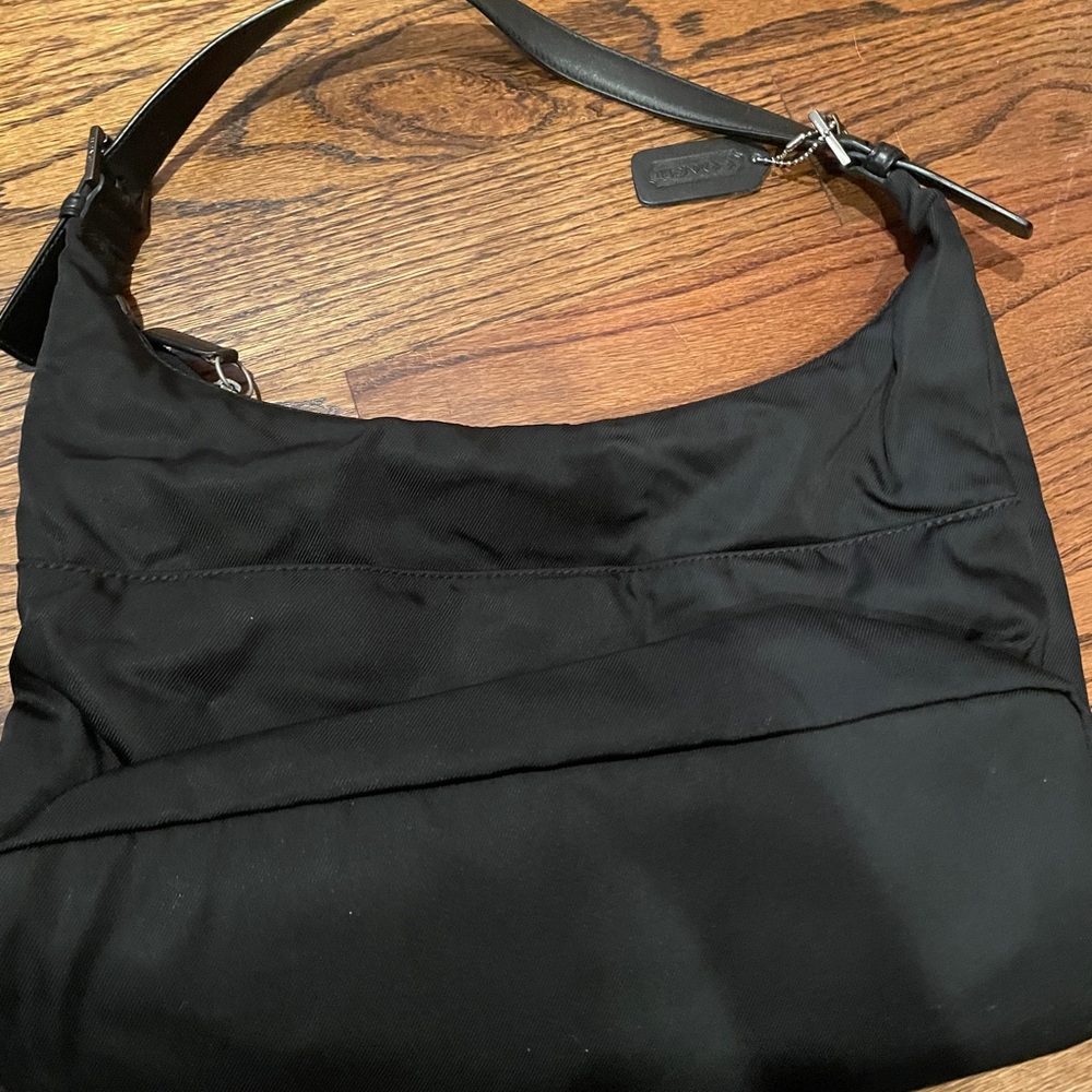 Coach black microfiber and leather bag